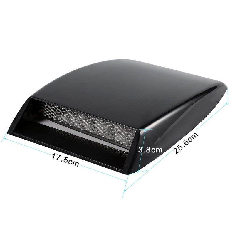 Aramox مدخل هواء غطاء السيارة العالمي، بلاستيك ABS أسود مع شبكة ألمنيوم، 10 x 7.1 x 1.4 بوصة، غطاء فتحة زينة للغطاء - Image 2